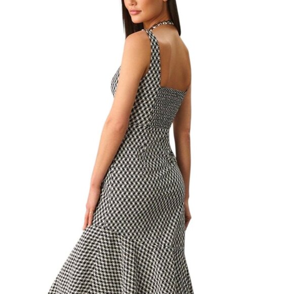 Anthropologie Ariana Asymmetrical Ruffle-Hem Dress  Black & White Size L NWT - Picture 2 of 14